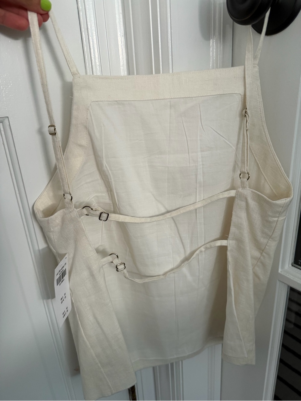 Abercrombie & Fitch Cream Linen Apron-Style Dress with Adjustable Straps